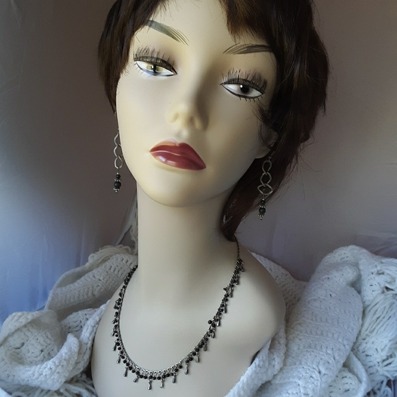 Bold Silver & Black Zar Necklace Set - Picture 6 of 8